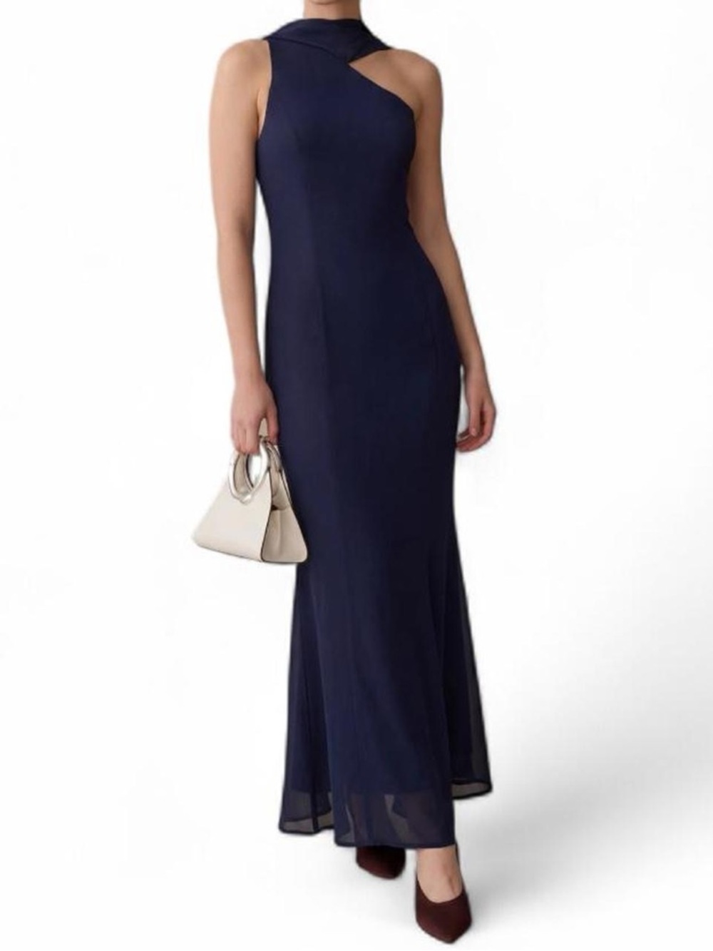 OPT NWT Citara Navy Blue Dress with Neck Scarf Detail